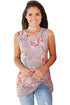 Sexy Knot Front Detail Grey Floral Tank Top